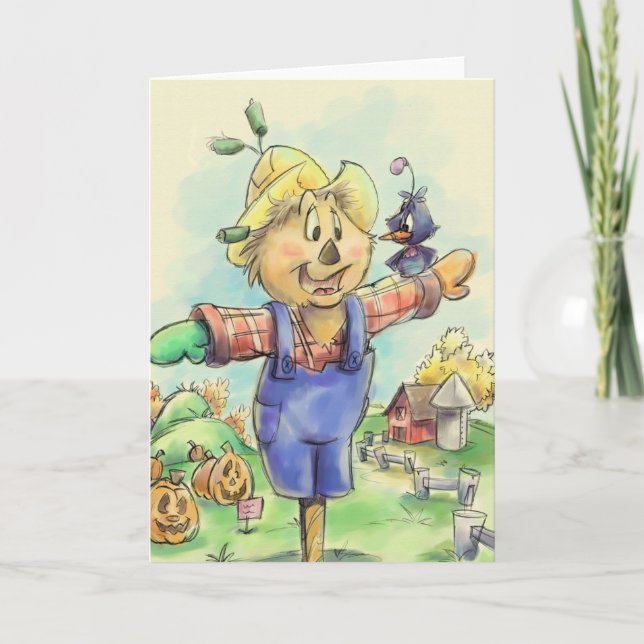 Vogelscheuche mit einer Vogelfreundin-Grußkarte Karte (Vorderseite)