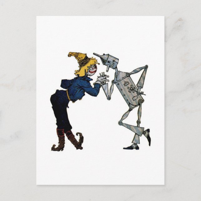 Vogelscheuche und Blechmann Postkarte (Vorderseite)
