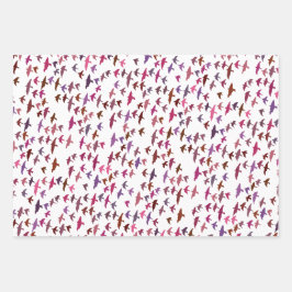 Vogelschloss in rosa und Lila Geschenkpapier Set