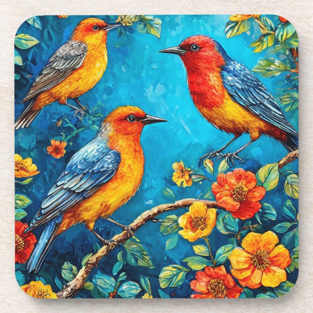 Vogelschmuck Getränkeuntersetzer (Vorderseite)