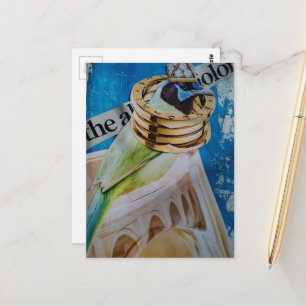 Vogelschmuck und Architektur surreale Collage-Kuns Postkarte