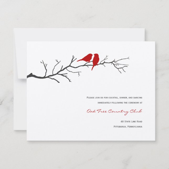 Vogelschutz-Silhouetten Hochzeitskarten - Rot - Einladung (Vorderseite)