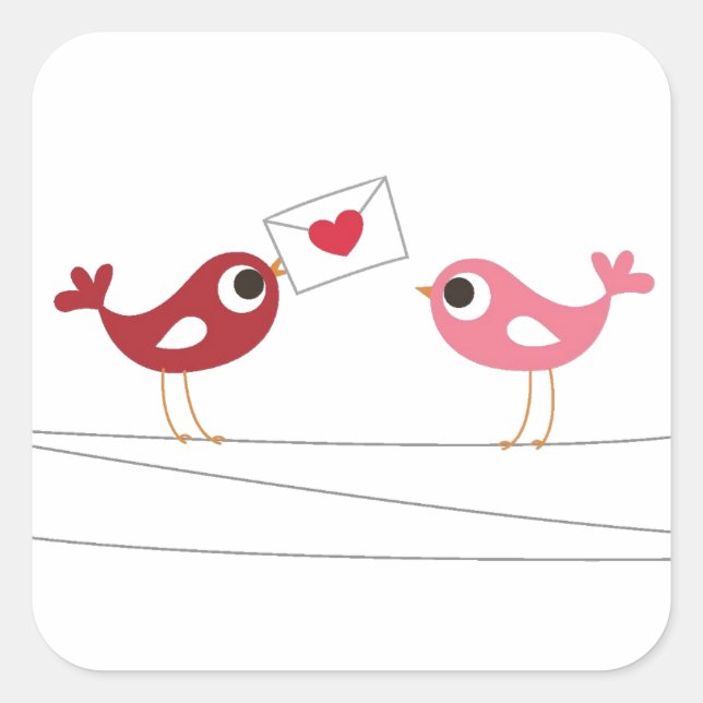 Vogelschutzkarte Liebe Quadratischer Aufkleber (Vorderseite)