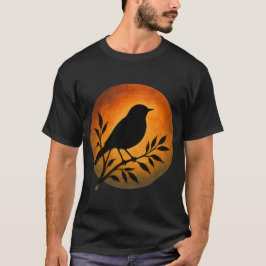 Vogelsilhouette über Vollmond T-Shirt