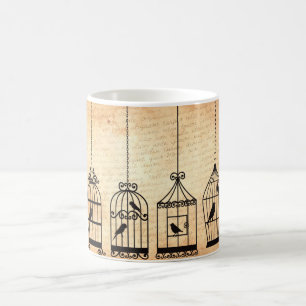 Vogelsilhouetten im Vogelkäfig Kaffeetasse