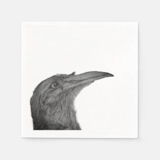 Vogelskizze schwarzes Papier Napkins, Standardcock Serviette
