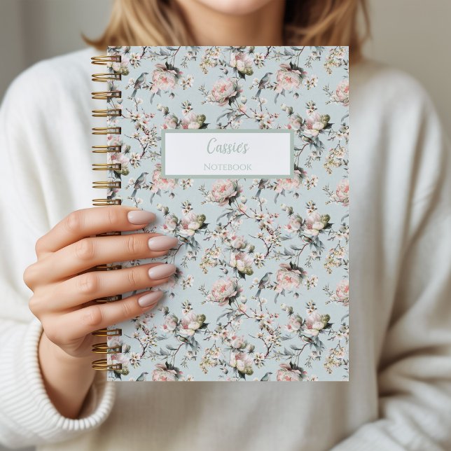 Vogeltagebuch Notizbuch personalisiert (Bird Blossom Notebook)