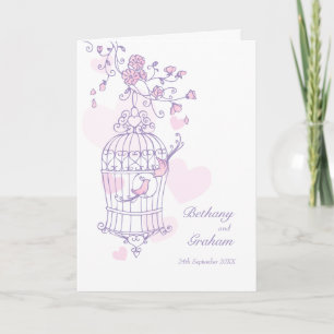 Vogeluhr rosa lila Hochzeitsprogramm Programm
