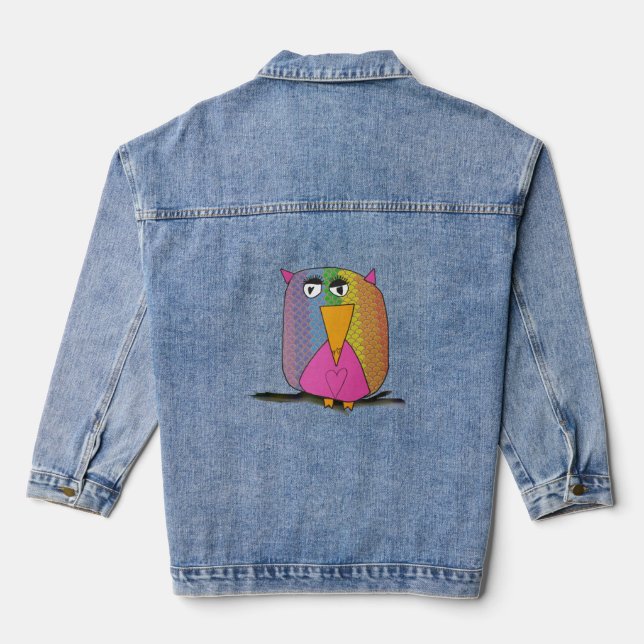 Vogelvogel "Kunst von Kindern" Jeansjacke (Rückseite)