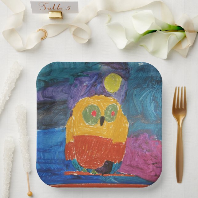 Vogelvogel "Kunst von Kindern" Pappteller (Hochzeit)