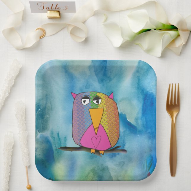 Vogelvogel "Kunst von Kindern" Pappteller (Hochzeit)