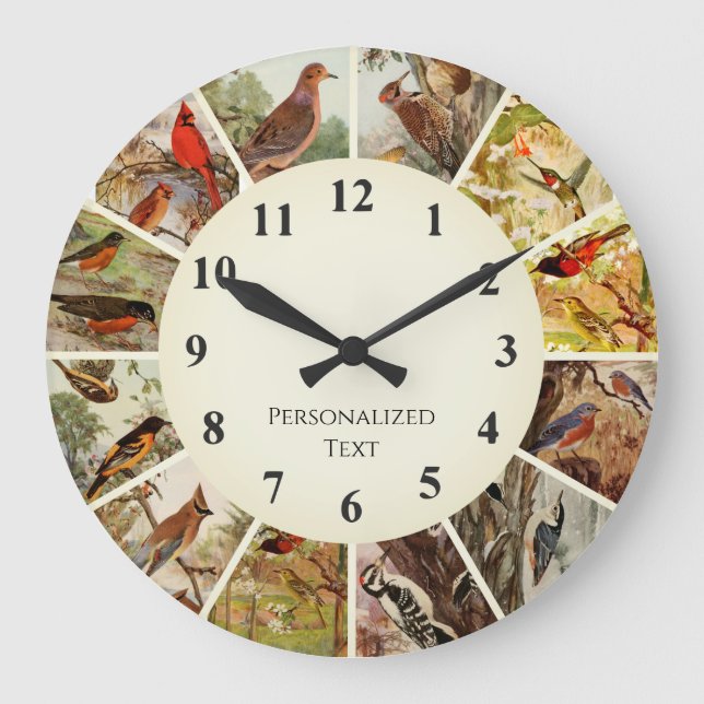 Vogelzange - Vögel in den USA Große Wanduhr (Vorderseite)