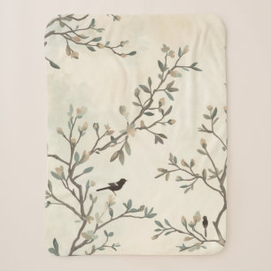 Vogelzweig-Aquarell-Beige-Naturmalerei Sherpadecke