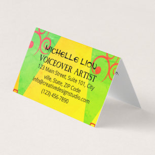 Voiceover Artist Trendy Yellow Business Card Visitenkarten