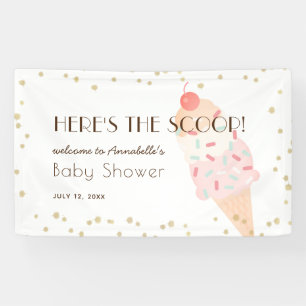 Voici la bannière de Baby shower rose crème glacée