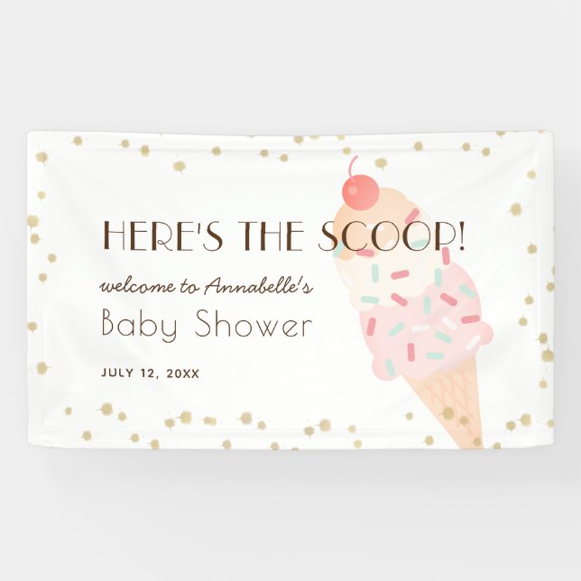 Voici la bannière de Baby shower rose crème glacée (Horizontal)
