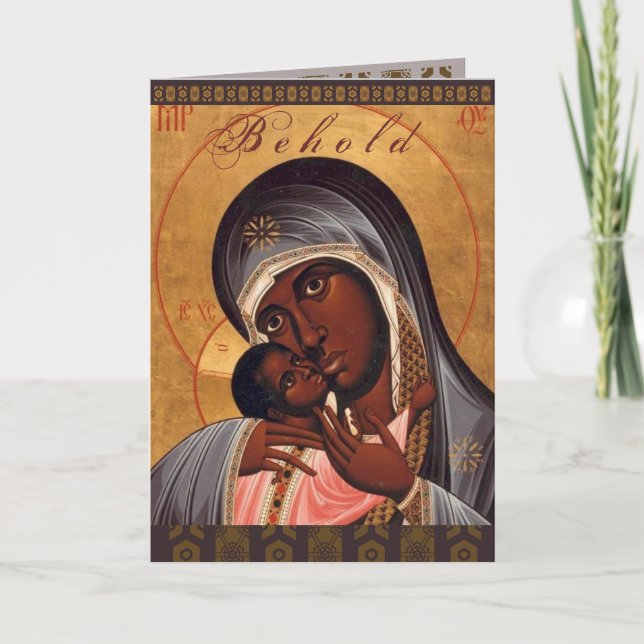 VOICI la carte de Noël Vierge noire et Enfant Jésu (Devant)