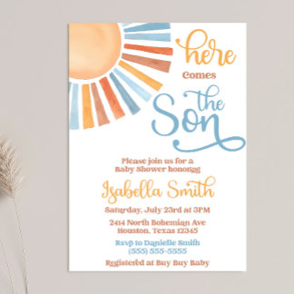 Voici le Baby shower Son Invitation modifiable