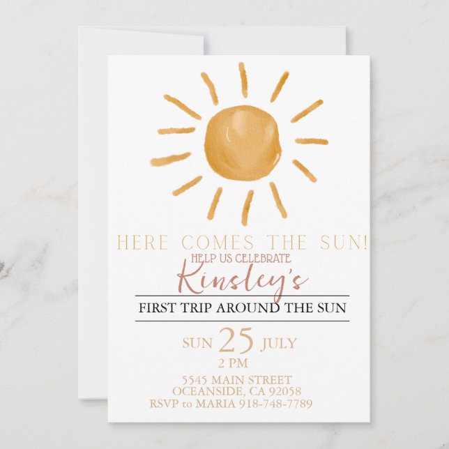 Voici le livre de soleil Anniversaire Invitation (Devant)