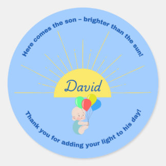 Voici le Sticker Baby shower Fils pour garçon