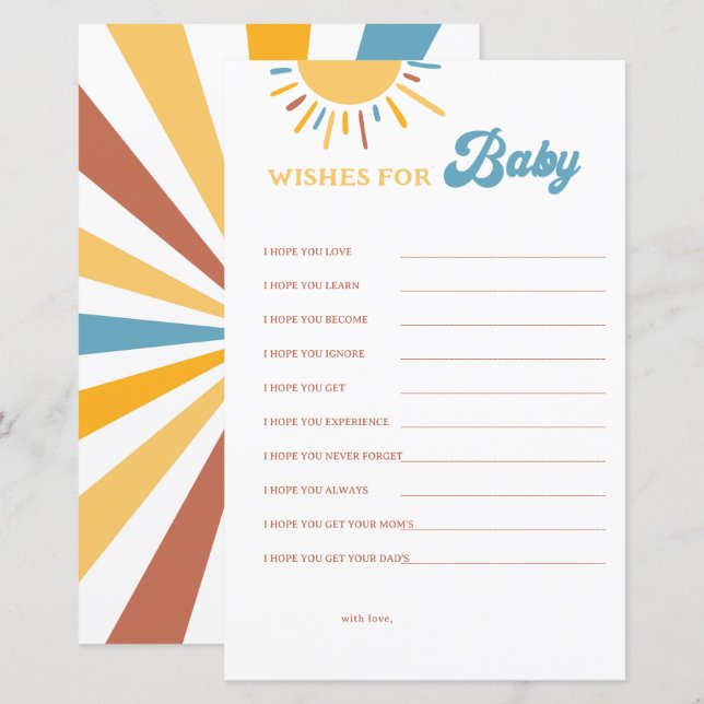 Voici Les Voeux Du Fils Pour Les Cartes Bébés (Devant / Derrière)