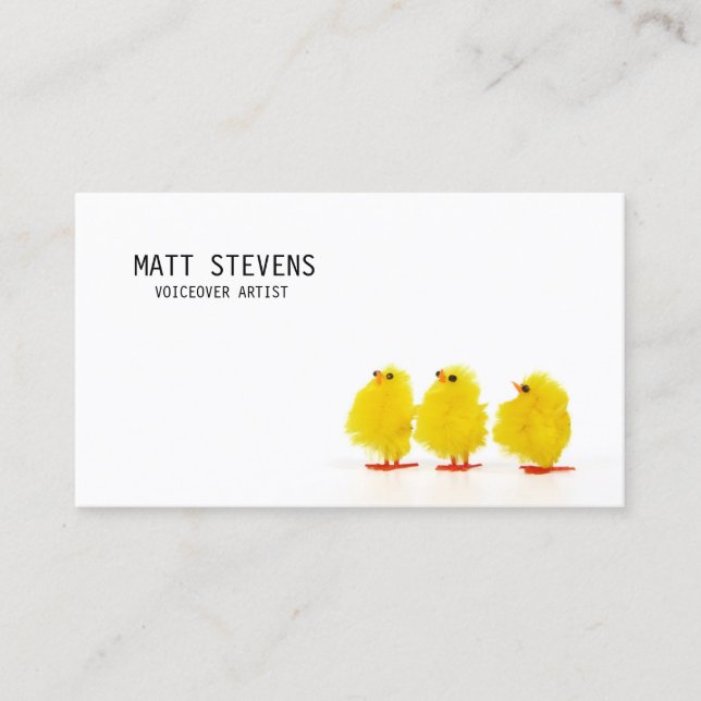 Voicover Artist Business Card Niedliche Chicks Visitenkarte (Vorderseite)