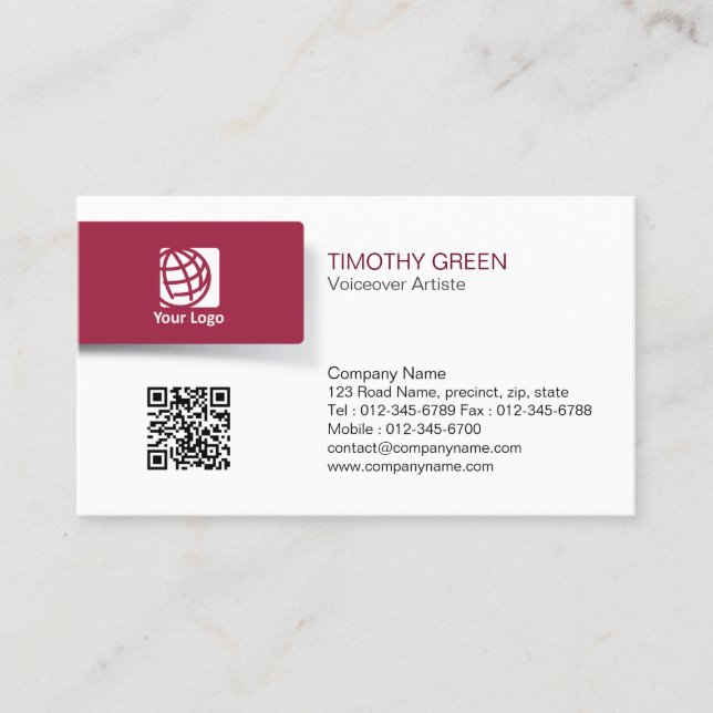 Voicover Artiste Talent Simple Business Card Visitenkarte (Vorderseite)