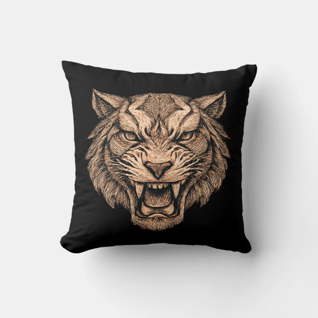 Void Tiger Abstract Power Symbol | Bold Strength  Kissen (Vorderseite)