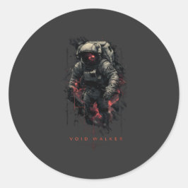 Void Walker Astronaut Schwerer Metallstil Runder Aufkleber