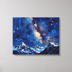 Voie Lactée au-dessus des montagnes Toile Emballée