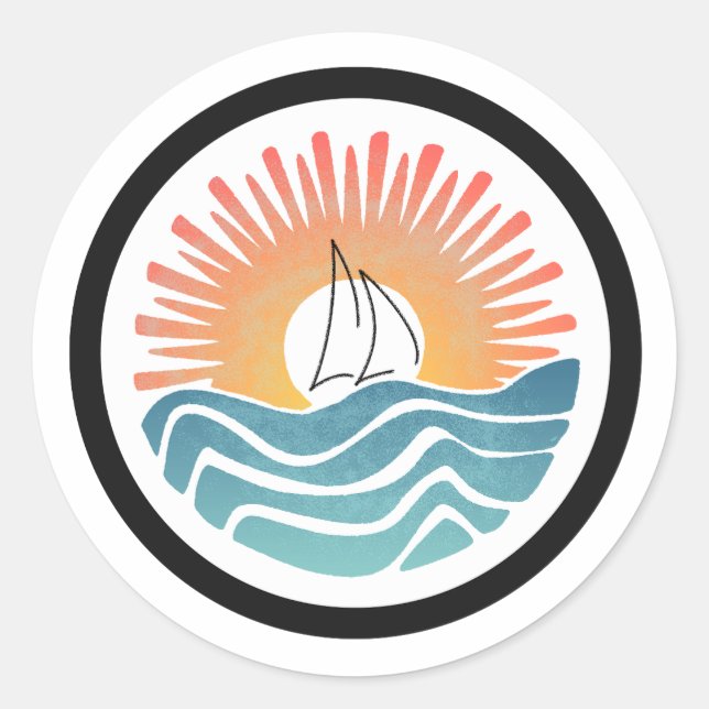 Voile coucher de soleil en Sticker orange et bleu (Devant)