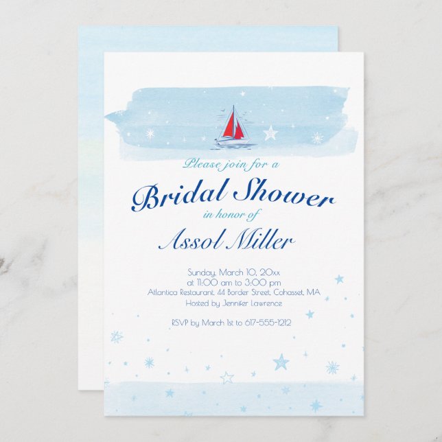 Voile Sea et Scarlet | Invitation de douche nuptia (Devant / Derrière)