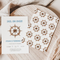 Voile sur Nautical Anniversaire Invitation