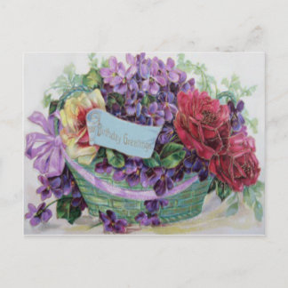 Voilet-Rose-Körbe Blumenmuster-Blume Postkarte