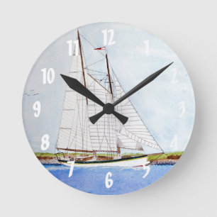 Voilier Bateau Voilier Monogramme Horloge murale i