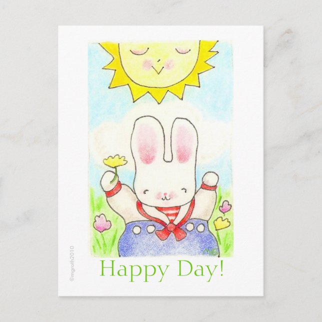 voilier bunny Joyeux Jour ! carte postale (Devant)