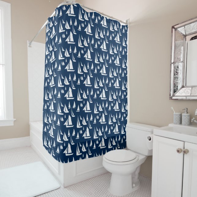 Voilier Marine Blue Douche rideau (En situation)
