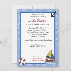 Voilier Nautique 5x7 Fête des mariées Invitation