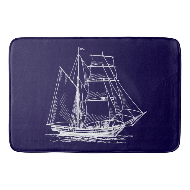 Voilier   nautique de tapis de bain de bateau bleu (Devant)