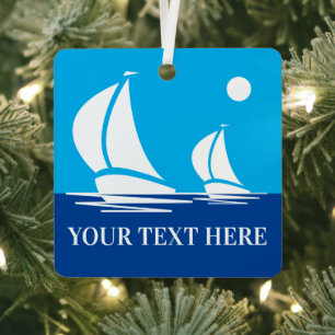 Voilier nautique personnalisation ornement de Noël