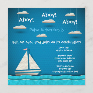 Voilier & Nuages - Invitation d'anniversaire