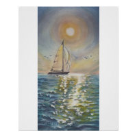 Voilier Sea Sun Reflection Glossy Poster 20x25