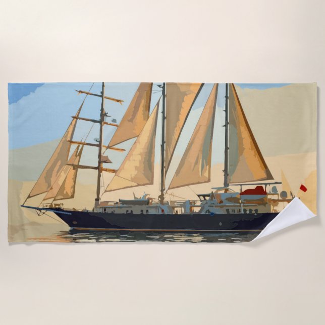 Voilier Strandtuch (Vorderseite)