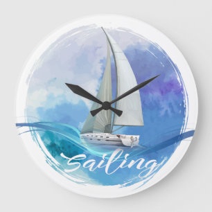 Voilier texte Voile Acrylique Mur Horloge
