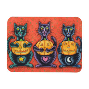 VOIR AUCUN MAUVAIS CHATS NOIR HALLOWEEN MAGNET Rec