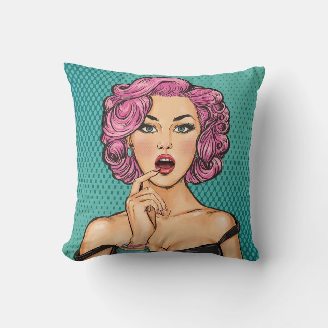 Voir Back Pop Art Lady en Black Dress Coussin (Recto)
