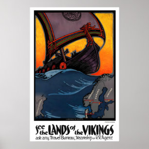 Voir le pays des Vikings Affiche de voyage vintage