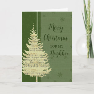 Voisin Joyeux Noël Carte Arbre de Noël Vert