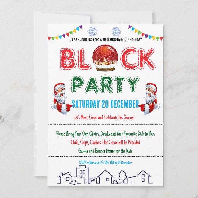 Voisinage Bloc de Noël Invitation à la fête (Devant)