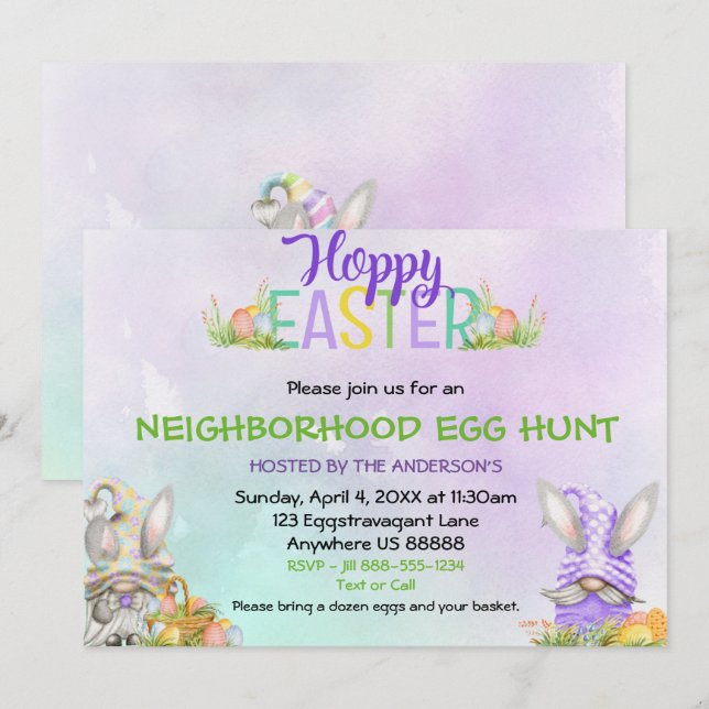 Voisinage Chasse aux oeufs de Pâques Invitation (Devant / Derrière)